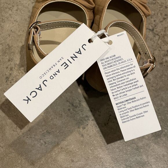 Janie And Jack Tan Faux Suede Quilted Ballet Flats Infant Size 18-24 Months - Picture 6 of 12